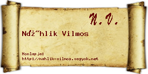 Náhlik Vilmos névjegykártya